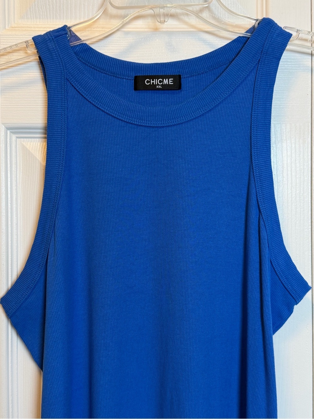 CHICME Blue Ribbed Tank Top XXL Sleeveless Stretch Knit NWOT - Picture 2 of 7